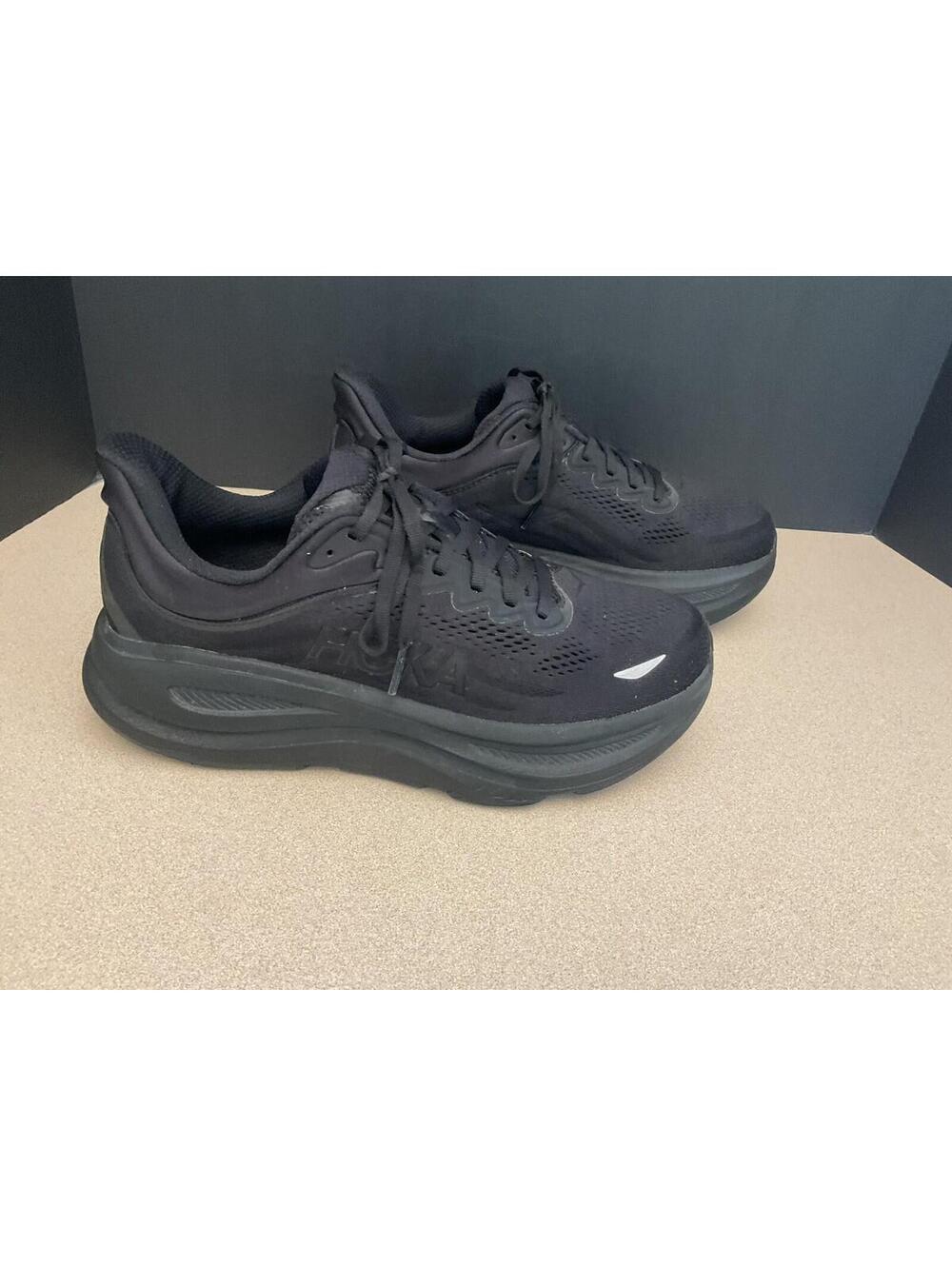 Mens Hoka One One Bondi 9 Triple Black Running Shoes. Size 9-2E Wide. Nice!!!